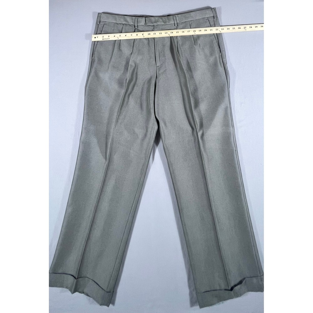 Dockers Men's Pleated Relaxed Fit Trousers Grey Tencel Blend Cuffed Pants 44x30 - Picture 5 of 10